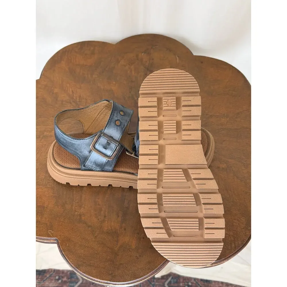 NIB Casta Portugal Blue Leather Strappy Comfort Sandal #0574 EU 38